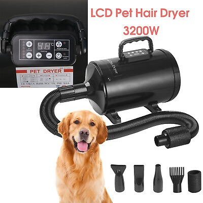 #ad 3200W Professional Dog Dryer High Velocity Pet Hair Force Grooming Blower Heater $74.99