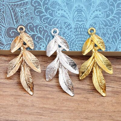 #ad 20pcs Leaf Pendant Charms Metallic Leaves Pendants Necklace DIY Jewelry Findings $11.86