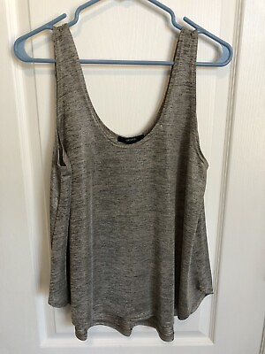 #ad Womens Forever 21 Silver Black Metallic Flowy Tank Top Size Large $7.00