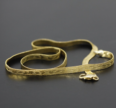 #ad Vintage Gold Tone Diamond Cut 4.75mm Wide Herringbone Chain Necklace 18.25quot; $34.99