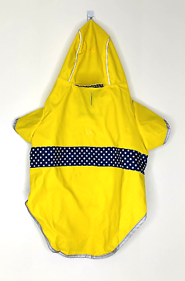 Good2Go Dog Medium M Bright Yellow Raincoat Blue White Polka Dot 15 20# dog $11.99