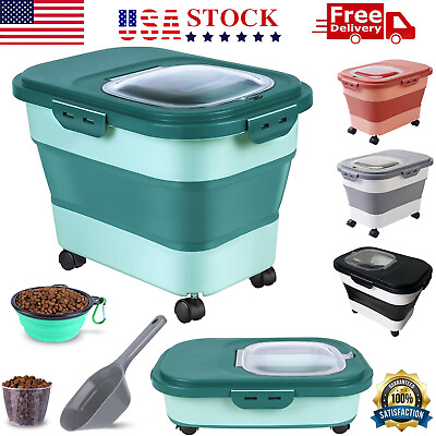 #ad 23 lbs Collapsible Dog Food Storage Container Large Pet Food Storage Airtight US $35.99