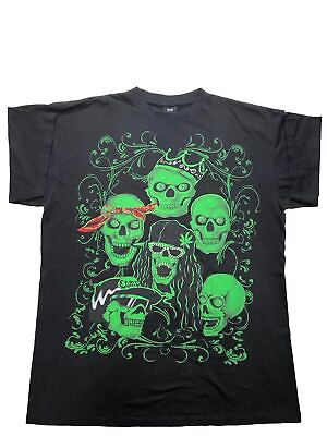 #ad Vintage Green Skulls Long Fit T Shirt Hip Hop Rappers Men’s 2XL $40.00