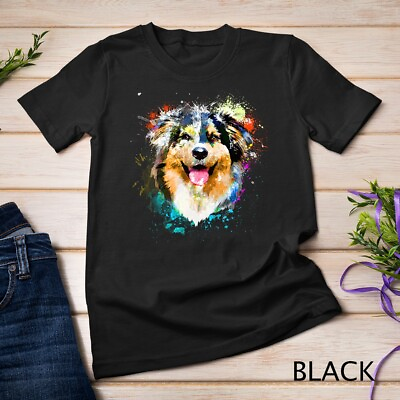 #ad Splash Art Australian Shepherd Aussie Dog Unisex T shirt $19.99