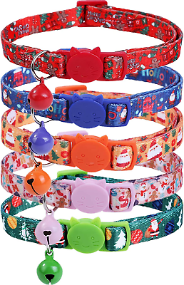 #ad Christmas Cat Collar Breakaway with BellPack of 5 Safe Puppy Collars $21.24