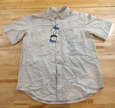 #ad Mens Orvis Short Sleeve Spread Collar Woven Tech Shirt w Pockets Gray Large $21.49