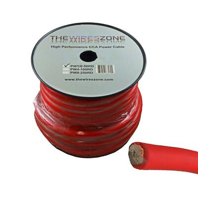 #ad 1 0 AWG 0 Gauge 50 Feet High Performance Flexi Amp Power Ground Cable Wire Red $61.95