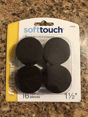 #ad SoftTouch 1 1 2 Inch Round Premium Self Stick Felt Pads Brown 16 Pack NEW $8.00