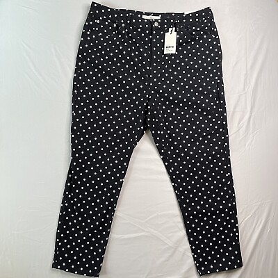 #ad TOPSHOP Moto Jeans Womens 36x30” Black White Polka Dot Mom High Waist New NWTs $14.99