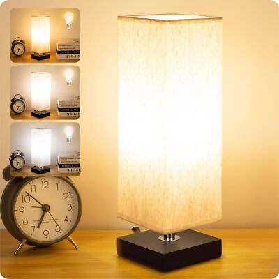 #ad Bedside Small Table Lamp for Nightstand 3 Color Options Solid Wood H $27.64