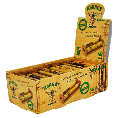 #ad HORNET 1 1 4 Natural Bamboo Cones Roller Cigarette Rolling Machine Maker One Box $33.89