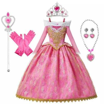 #ad Princess Pink Sleeping Beauty Embroidered Costume Party Dress $39.98