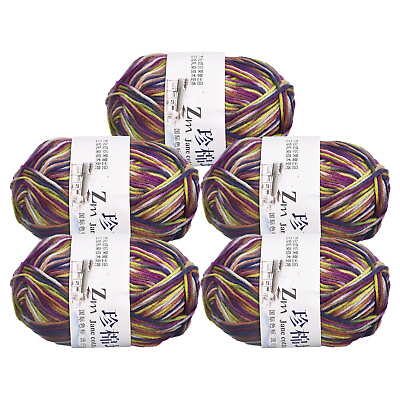#ad 5 Pack of 50g Cotton Blend Yarn Crochet Craft Yarns for Knitting Colorful Purple AU $26.04