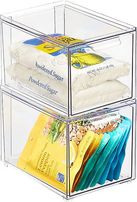 #ad Mdesign Stackable Kitchen Storage Organizer Drawer 2 Pack Clear $46.99