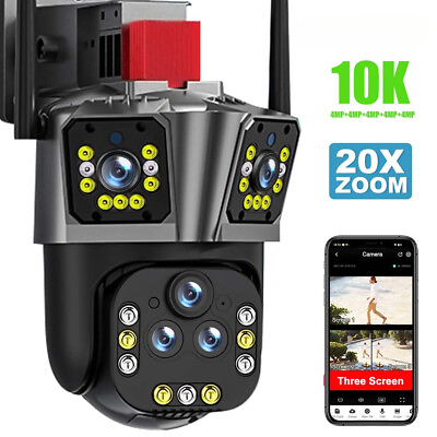 #ad 10K 20MP IP Camera 20X Zoom WiFi Wireless Five Lens PTZ Protection Auto Tracking $171.05