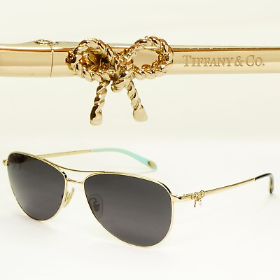 #ad Tiffany amp; Co Gold Bow Rope Sunglasses Pilot Black Ribbons TF 3044 6021 64 30928A GBP 119.00