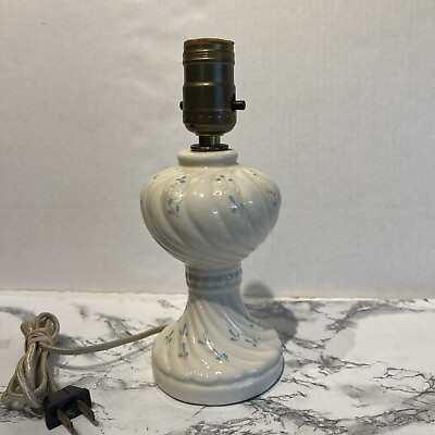 #ad Vintage Boudoir Lamp Ivory Floral Ceramic Swirl Design 9” Cottage Core $20.00