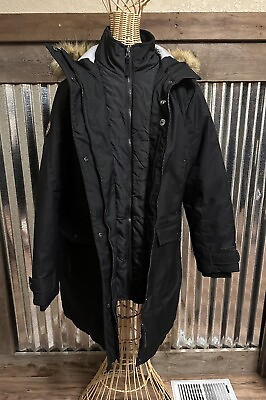 #ad Free Country Artic Down Series Puffer Jacket Coat Womens Medium Black Full Zip $53.95