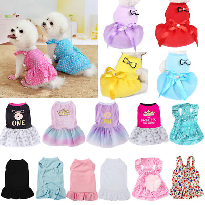 #ad Small Dog Cotton Princess Dress Dog Skirt Pet Dress Chihuahua Puppy Cat Clothes‖ $4.93