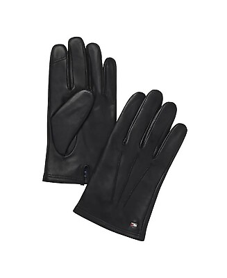 #ad Tommy Hilfiger Men#x27;s Touchscreen leather Gloves Black X Large $25.00