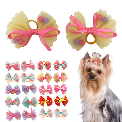 #ad 10pcs Pet Hair Bow Adorable Elegant Pet Dogs Hair Bow Tie Bright Color $9.15