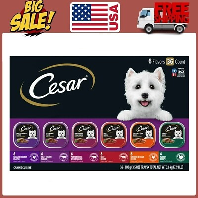 #ad Cesar Classic Loaf In Sauce Wet Dog Food Variety Pack 3.5 oz Trays 36 Pack $39.57
