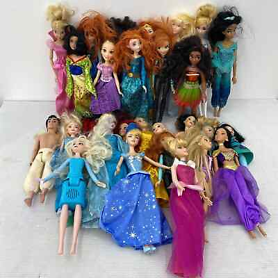#ad Used Mixed LOT of 27 Disney Princess Toy Dolls Action Figures Moana Elsa Merida $125.00