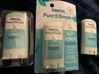#ad 3PACK Coppertone Pure amp; Simple SPF 50 Kids Sunscreen Stick EXP 04 24 $7.70
