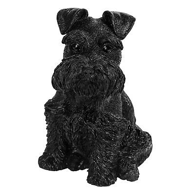 #ad Schnauzer Dog Crystal Statue Realistic Puppy Black Obsidian Sculpture Carved ... $49.34