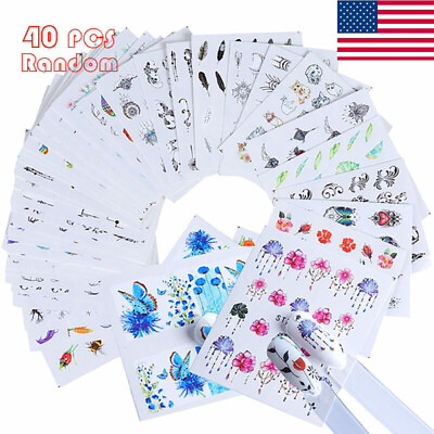 #ad 40 Sheet Mixed Pattern Nail Flower Water Transfer Nail Art Sticker Manicure US $3.62