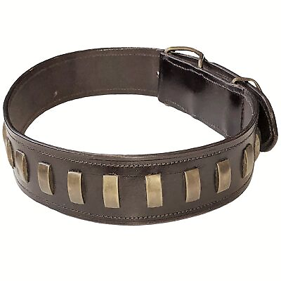 #ad Genuine Real LEATHER Heavy Duty Dog Collar For Medium LARGE Pet Rivet Bronze $25.99