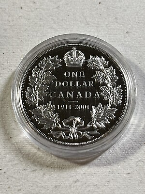 #ad 2001 Canada 1 Dollar Large Silver Proof Commemorative of the 1st Silver Dollar $45.00