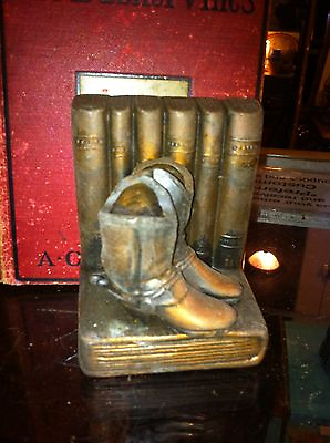 #ad Vintage BRASS Cowboy BOOTS Bookend Book End Lodge Cabin WESTERN $35.99