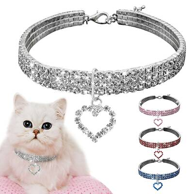 Rhinestone Crystal Puppy Dog Collars Cat Pets Bling Diamante Necklace Choker US $4.99