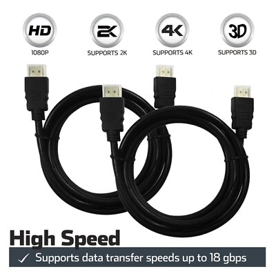 #ad HDMI CABLE 2 PACK 4K HIGH SPEED with ETHERNET 3 6 10 15ft for HD LAPTOP LOT BULK $139.99