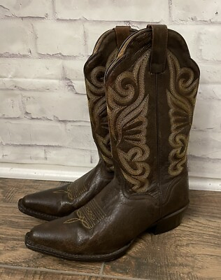 #ad J.B. Dillon Size 9B Brown Leather Cowgirl Western Boots Snip Toe Mexico Rodeo $90.58