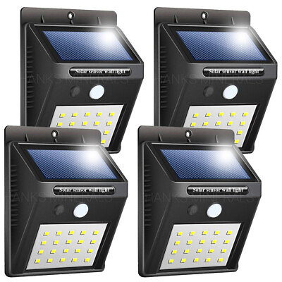 #ad 4x 20 LED Solar Power Wall Light Waterproof Outdoor PIR Motion Sensor Path Lamp $19.98
