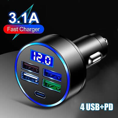 #ad 4X USB PD 30W Type C Car Charger Fast Charge Adapter For iPhone 13 12 11 Pro Max $7.95