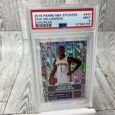 #ad 2019 Panini Basketball NBA Stickers Zion Williamson No 443 European PSA 9 Mint $20.00