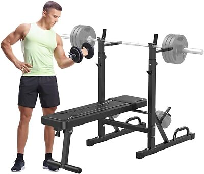 #ad Weight Bench with Rack Adjustable Workout Bench With Barbell RackFolding Bench $119.00