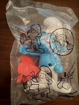 #ad 2016 Burger Toy Smurfs Brainy With Butterfly New $10.10