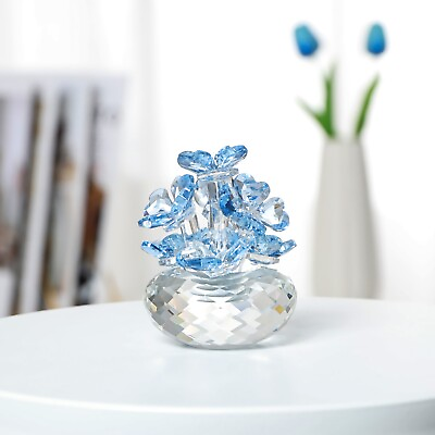 #ad Blue Flower Figurine Ornament Spring Bouquet Wedding Decor Paperweight Gift $21.61