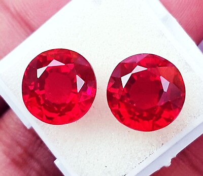 #ad Certified Natural Ruby Loose Gemstone 7 10 Ct Pair 2 Pcs Round Cut New Year Sale $18.99