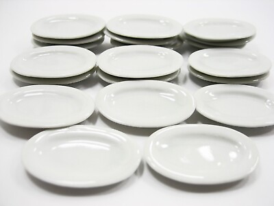 #ad Dollhouse Miniature Ceramic 20x3.5mm White Oval Plates Dish 1:6 Supply 12582 $13.49