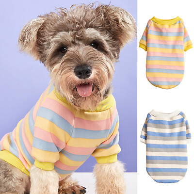 #ad Pet Cat Dog Warm Striped Sweater Coat Winter Puppy Clothes Soft Apparel Cute $4.99