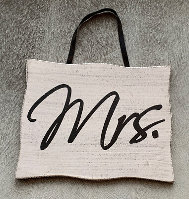 #ad quot; Mrs quot; Wedding Sign Reception Decoration White with Black Letters Wood Wife $10.99