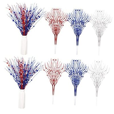 #ad Pcs Winter Artificial Glitter Berry Stem 17 Inch Fake 16 Red Blue White $34.53