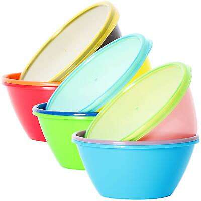 #ad 12 Ounce Plastic Bowls with Lids Snack Bowls Small Bowls Food Storage Cont... $27.26