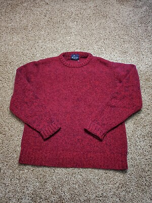 #ad Vintage Woolrich Knit Sweater Small Mens Red Marled Long Sleeve Crew Neck 9111 $21.25