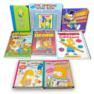 #ad The Simpsons 8 Book Lot Complete Guide to Life Bart Bartman Homer Christmas Draw $45.00